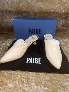 @@@PAIGE@@@ Pointed Toe Mule, Color: Vanilla, Size: 9 NEW IN BOX Leather Heeled